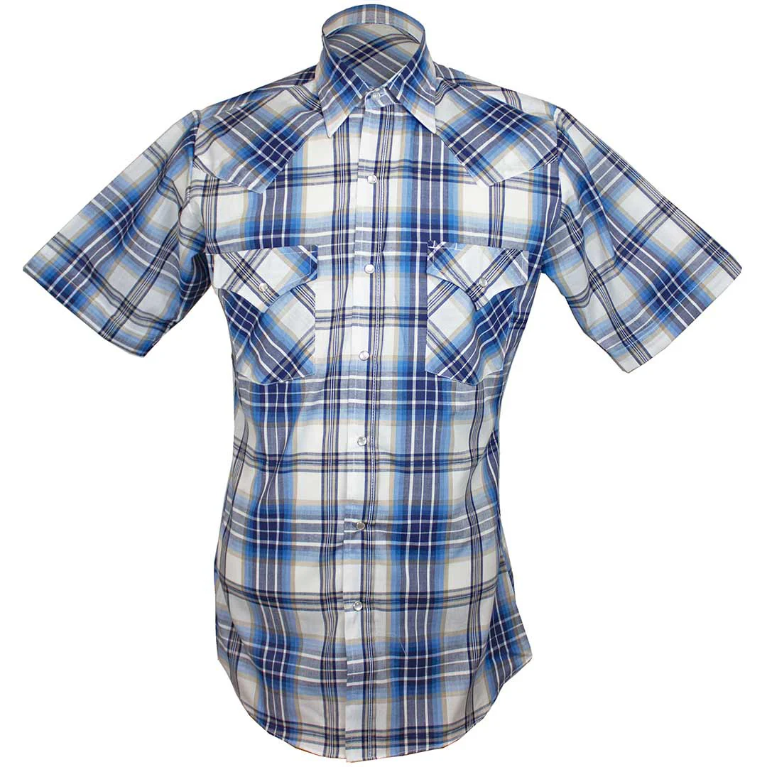 Ely Cattleman Men's Short Sleeve Plaid Print Snap Shirt