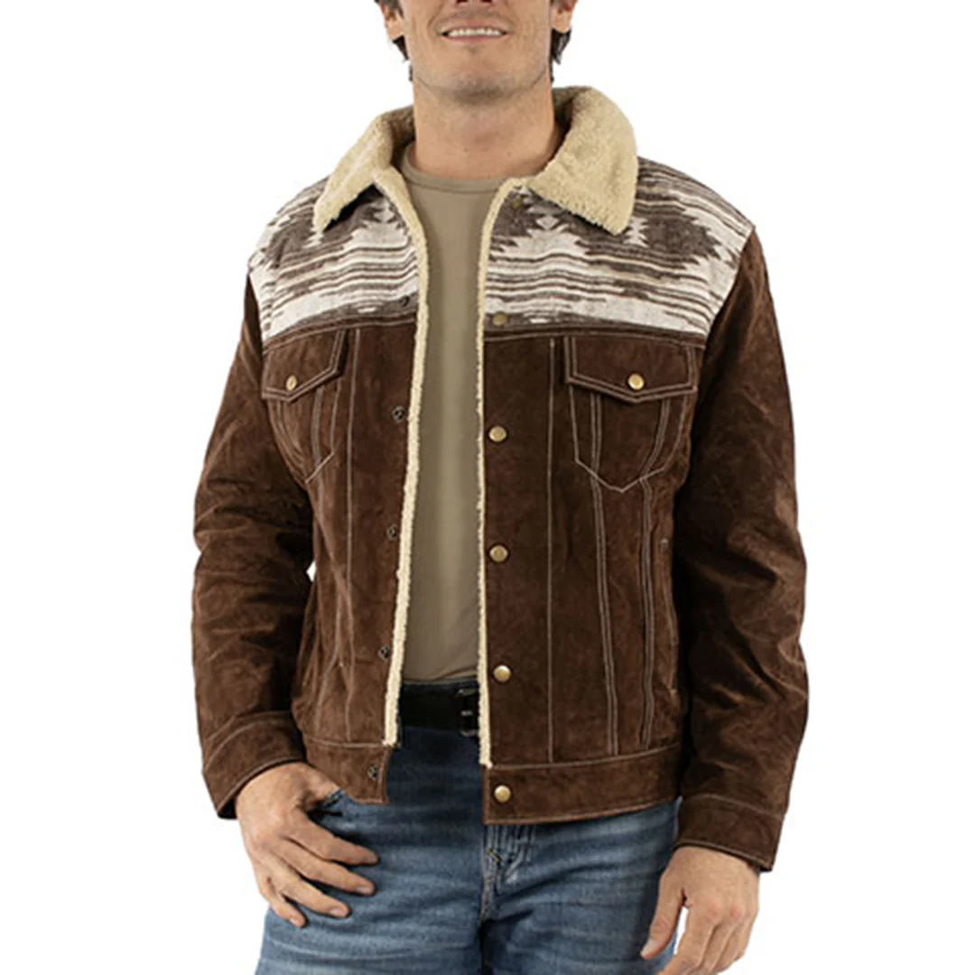 Scully Men's Aztec Sherpa Suede Jacket