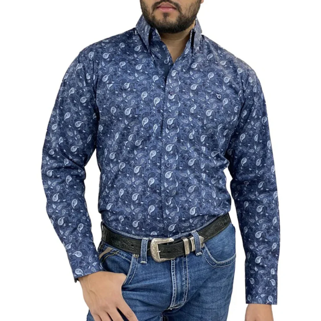 Wrangler Men's George Strait  Paisley Long Sleeve Button Shirt