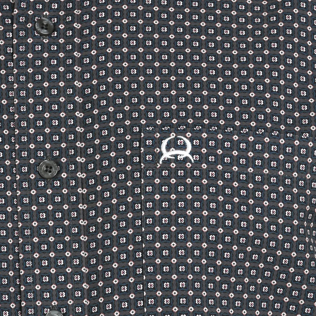 Cinch Men's Arenaflex Charcoal Checkered Print Short Sleeve Button Shirt