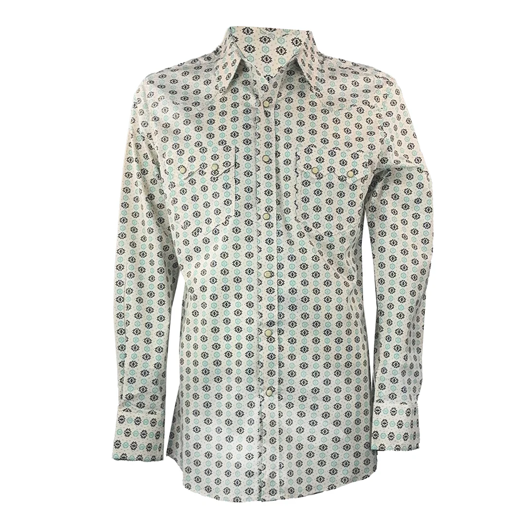 Rock & Roll Denim Men's Aztec Print Long Sleeve Snap Shirt