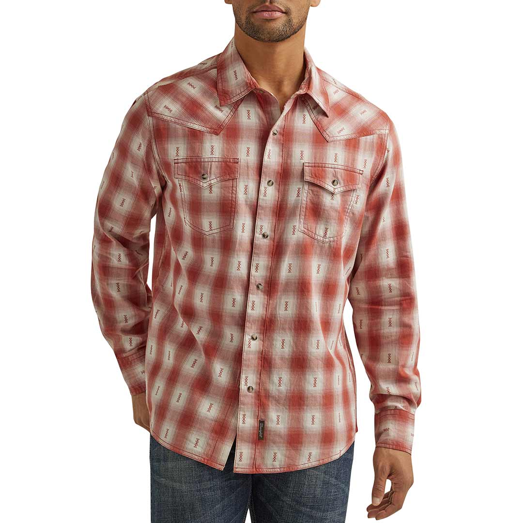 Wrangler Men's Retro Premium Aztec Plaid Snap Shirt