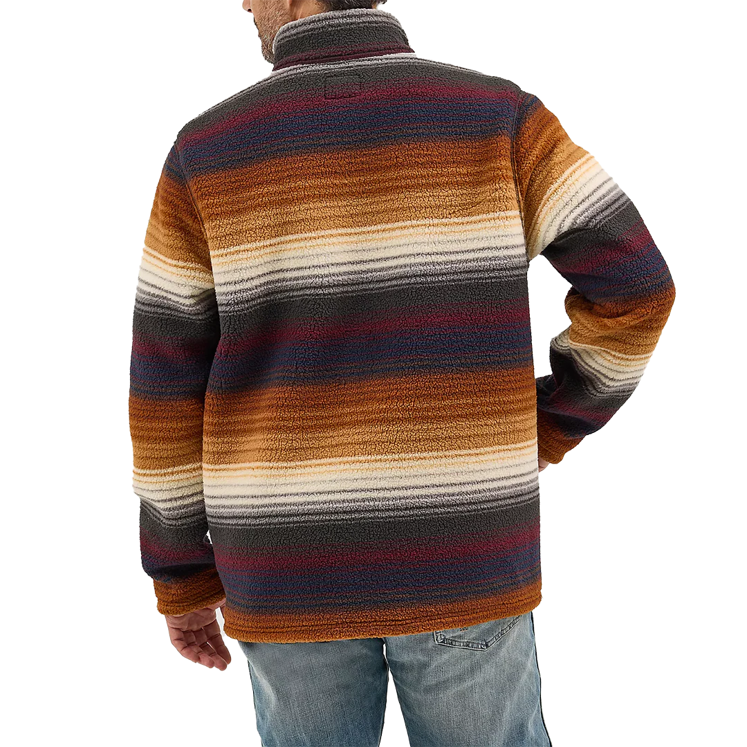 Wrangler Men's Striped Quarter-Zip Sherpa Pullover