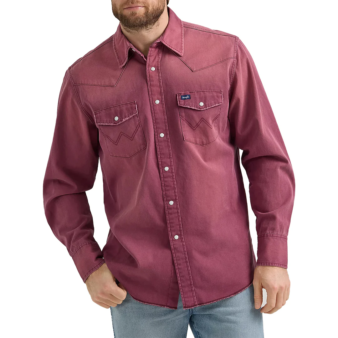 Wrangler Men's Vintage-Inspired Western Long Sleeve Snap Shirt