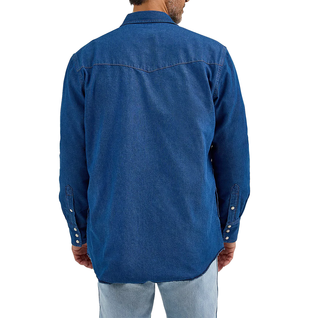 Wrangler Men's Flannel Lined Solid Long Sleeve Snap Workshirt