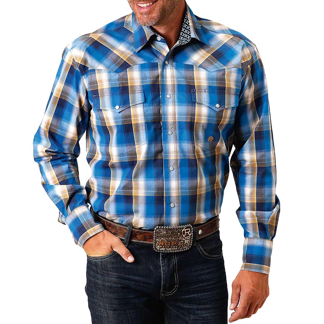 Roper Men's Plaid Print Snap Shirt