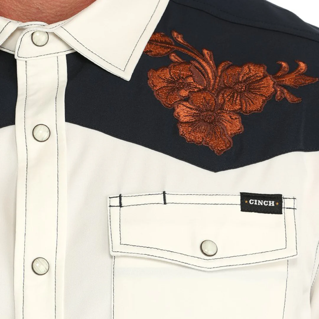 Cinch Men's Arenaflex Tooled Leather Camp Short Sleeve Snap Shirt