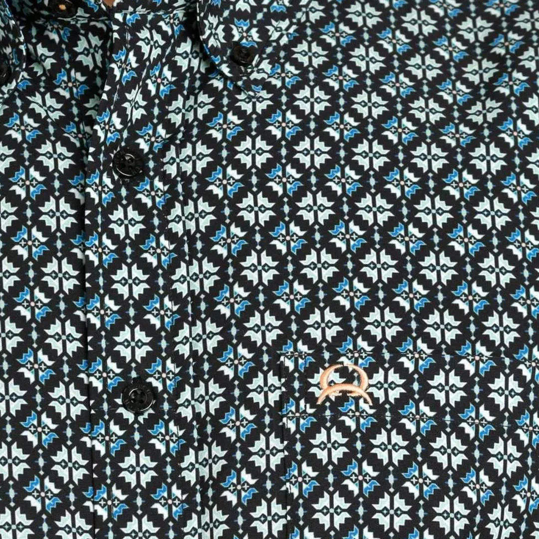 Cinch Men's ArenaFlex Geo Print Short Sleeve Button-Down