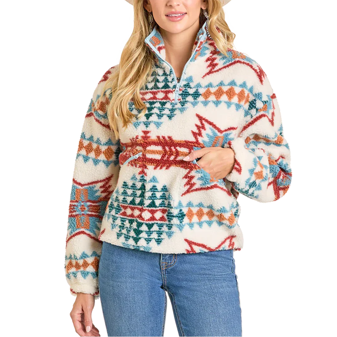 Rock & Roll Denim Women's Aztec Sherpa Pullover
