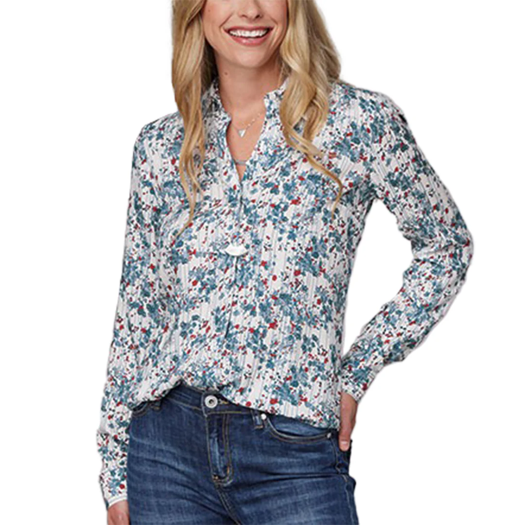 Roper Women's Floral Print Long Sleeve Button Shirt