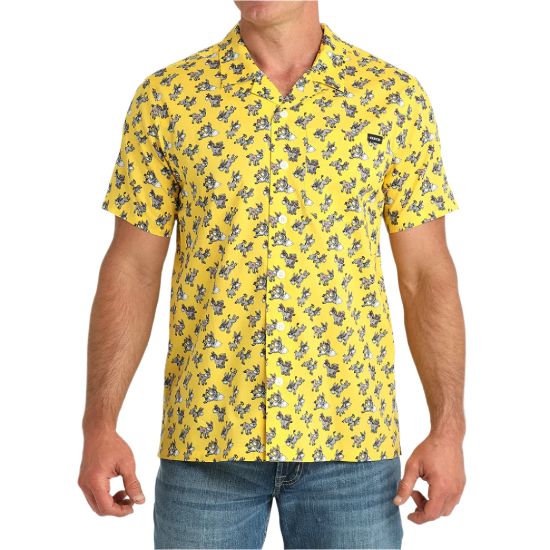 Cinch Men's Wonky Donkey Camp Short Sleeve Button Shirt