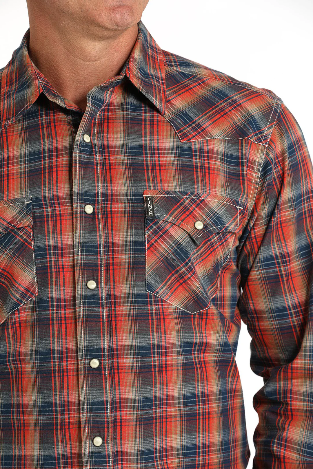 Cinch Men's  Modern Fit Plaid Long Sleeve Snap Shirt