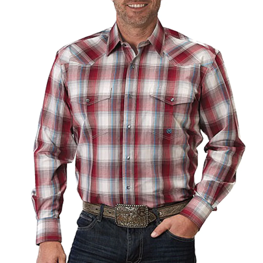 Roper Men's Amarillo Plaid Snap Shirt In Red