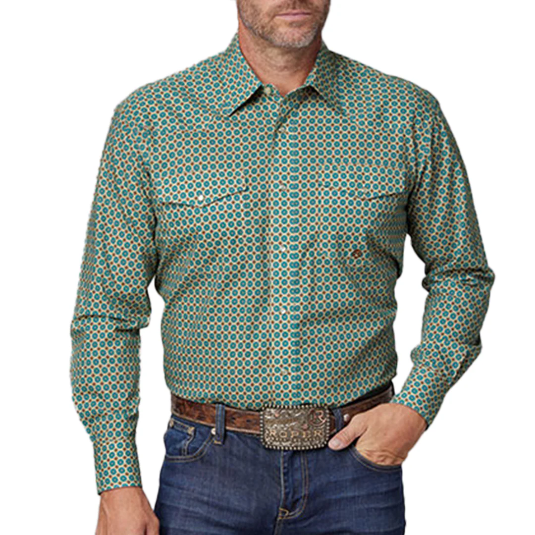 Roper Men's Amarillo Sedona Foulard Print Long Sleeve Snap Shirt