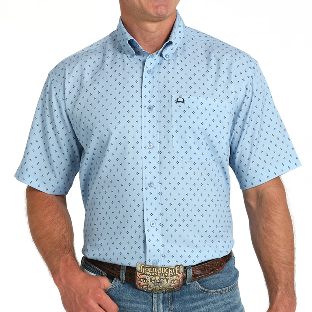 Cinch Men' Geometric Print ArenaFlex Short Sleeve Button Shirt
