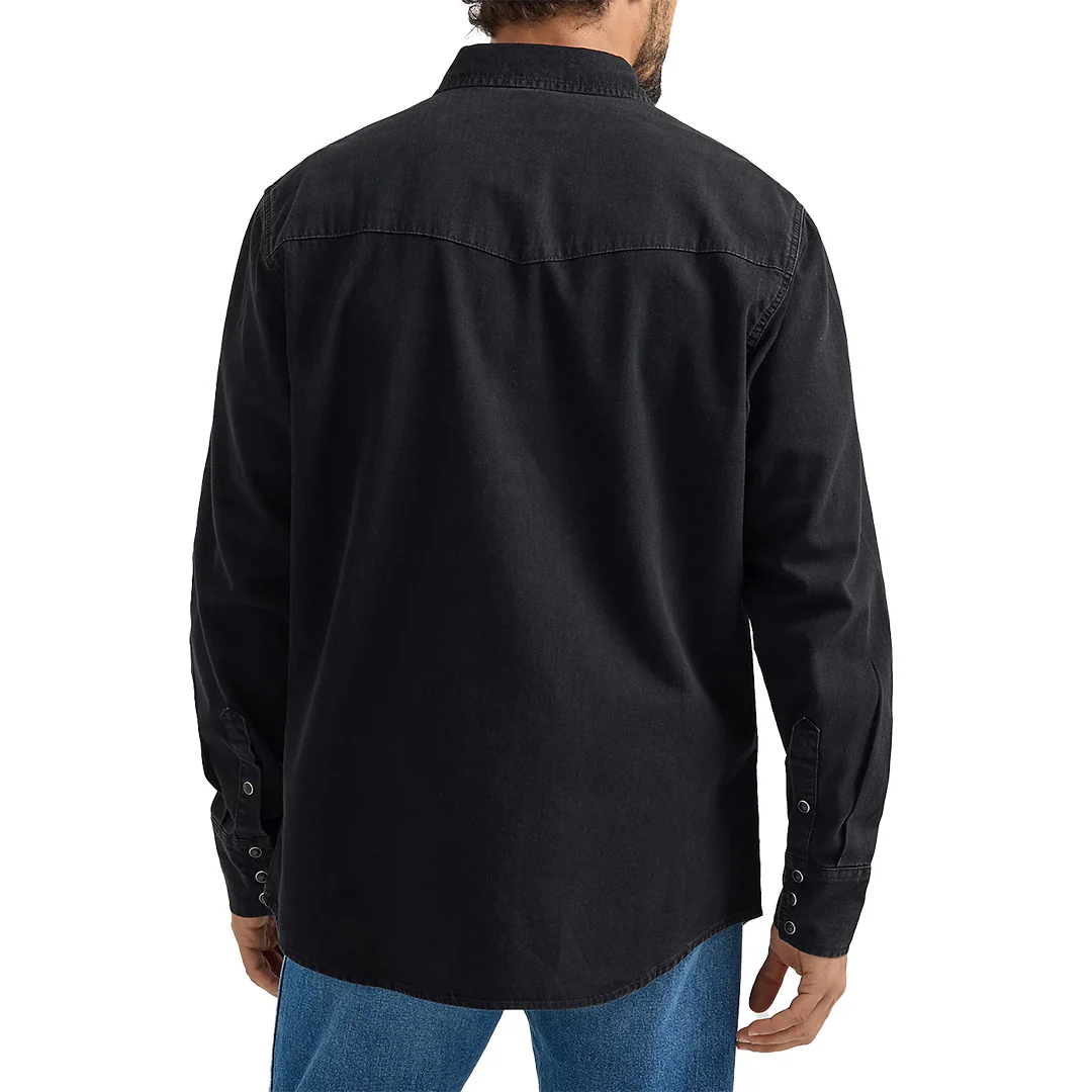 Wrangler Men's Classic Black Denim Long Sleeve Snap Shirt
