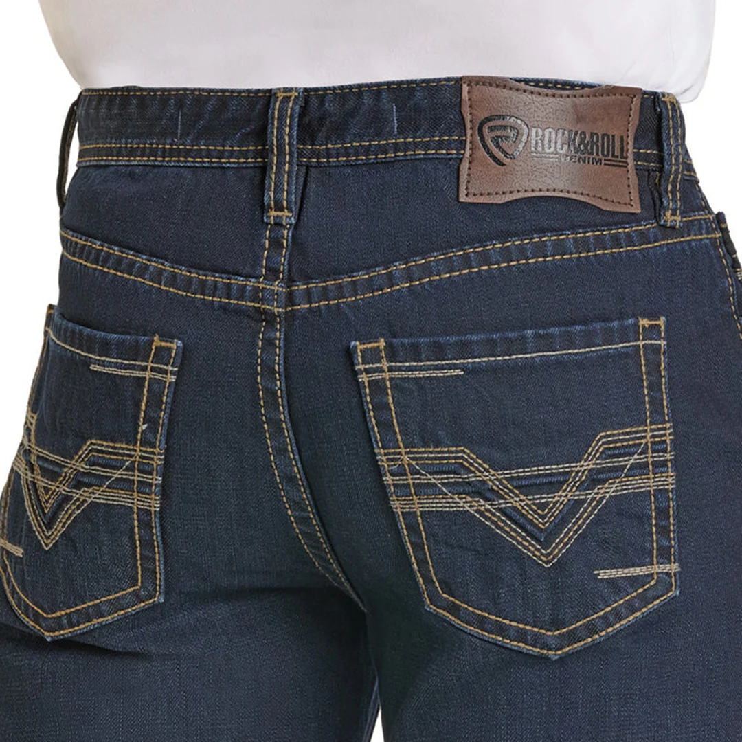 Rock & Roll Denim Men's Relaxed Fit Classic V Stackable Bootcut Jeans