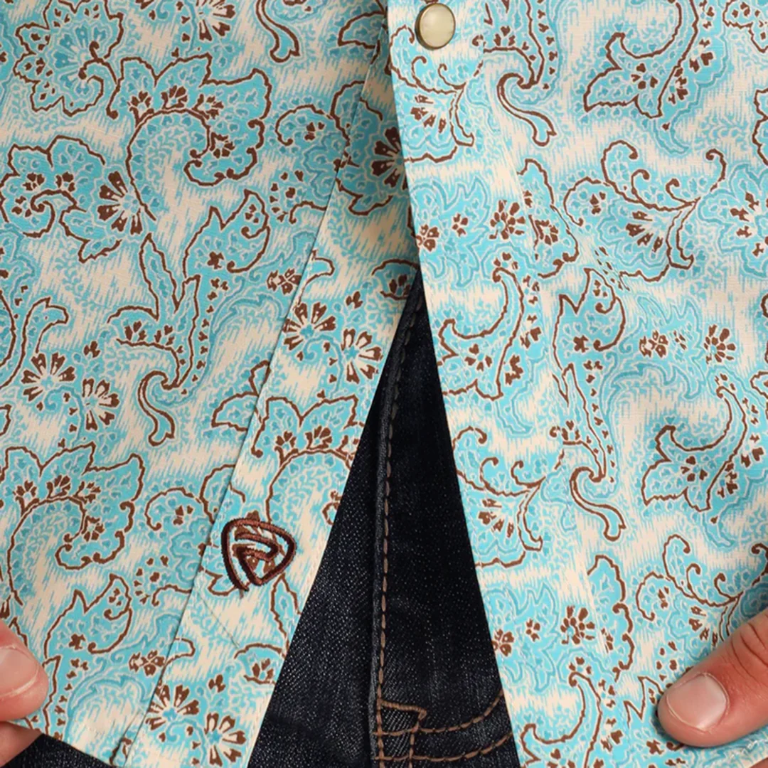 Rock & Roll Denim Men's Paisley Print Long Sleeve Snap Shirt