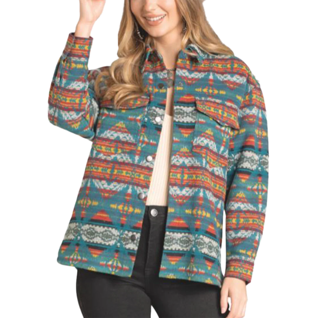 Rock & Roll Denim Women's Aztec Jacquard Shacket