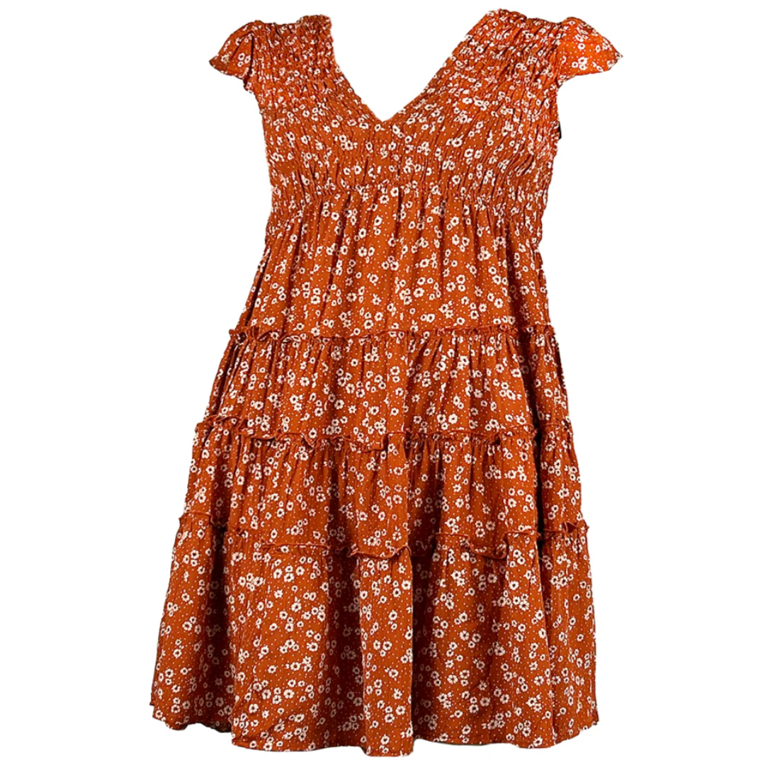 Angie Clothes Women's Flower Print Mini Dress