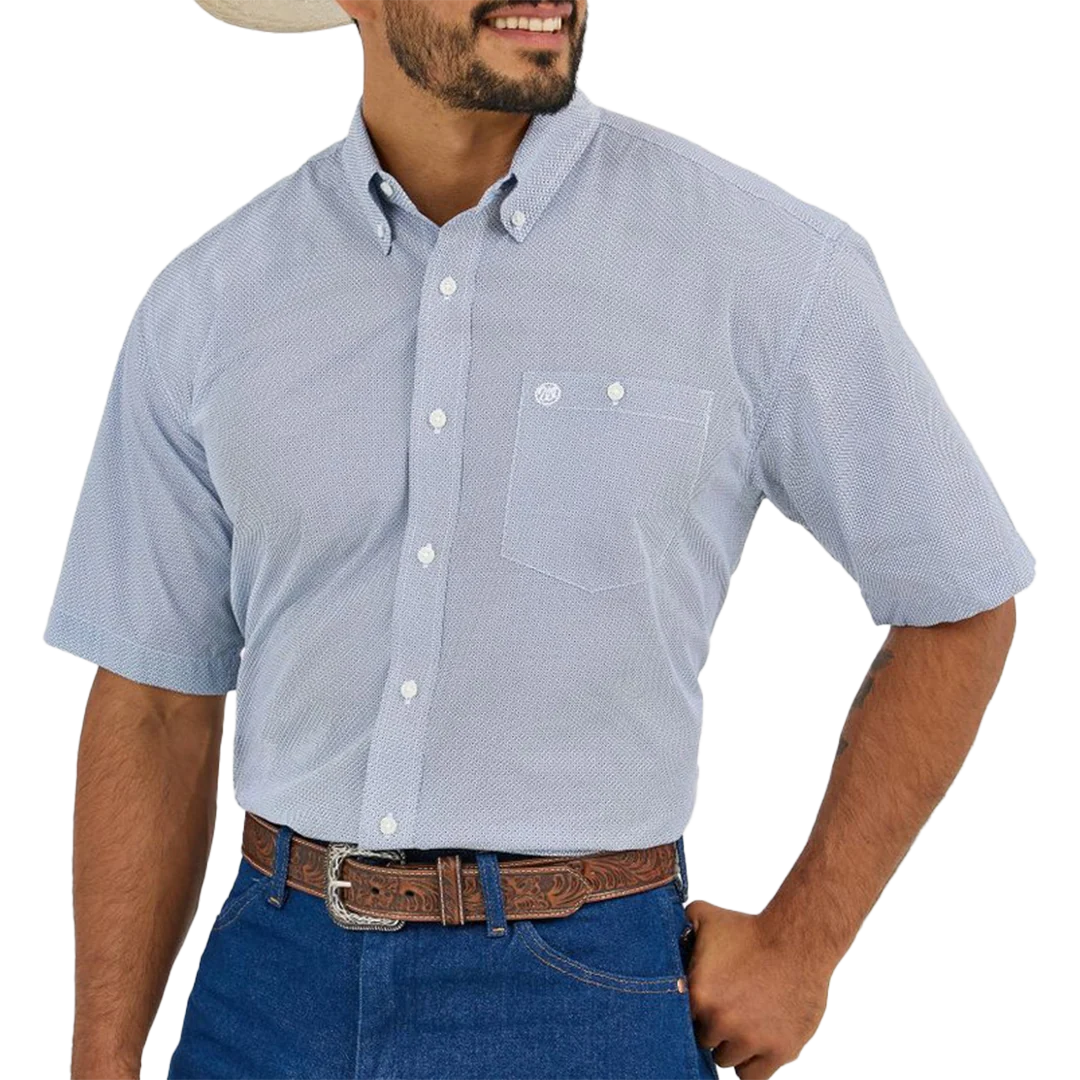 Wrangler Men's Classic Fit Geometric Print Short Sleeve Button Shirt
