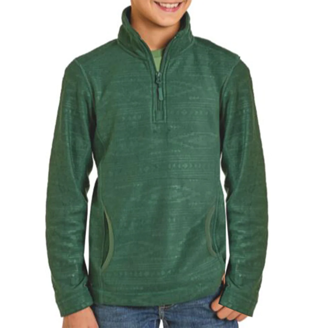 Rock & Roll Denim Boys' Horizontal Aztec Embossed Fleece 1/4 Zip Pullover