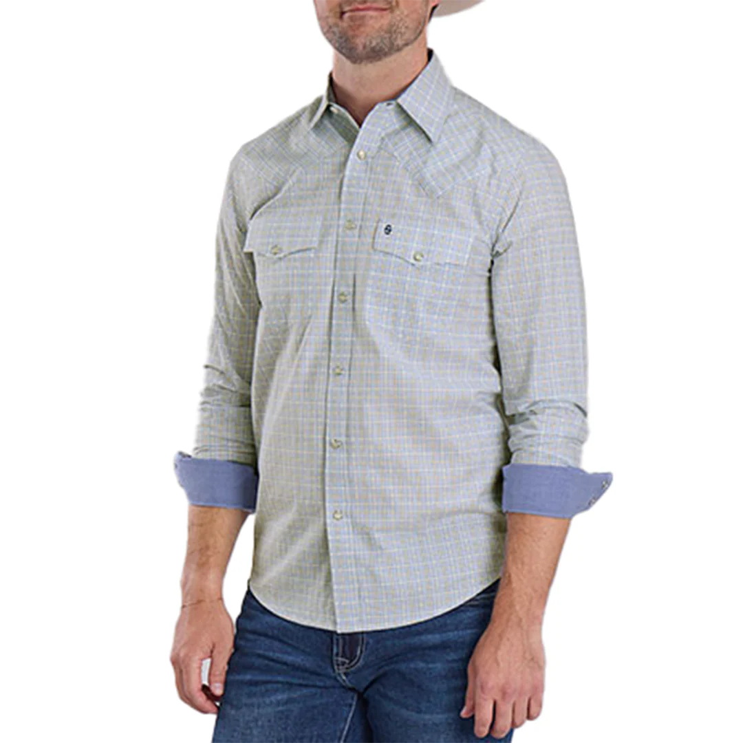 Stetson Men's Satin Plaid Long Sleeve Snap Shirt