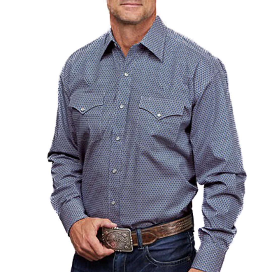 Stetson Men's Geometric Print Snap Shirt In Blue