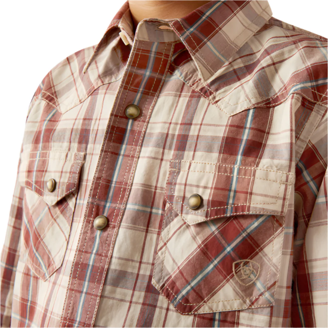 Ariat Boys' Retro Plaid Hendricks Long Sleeve Button Shirt