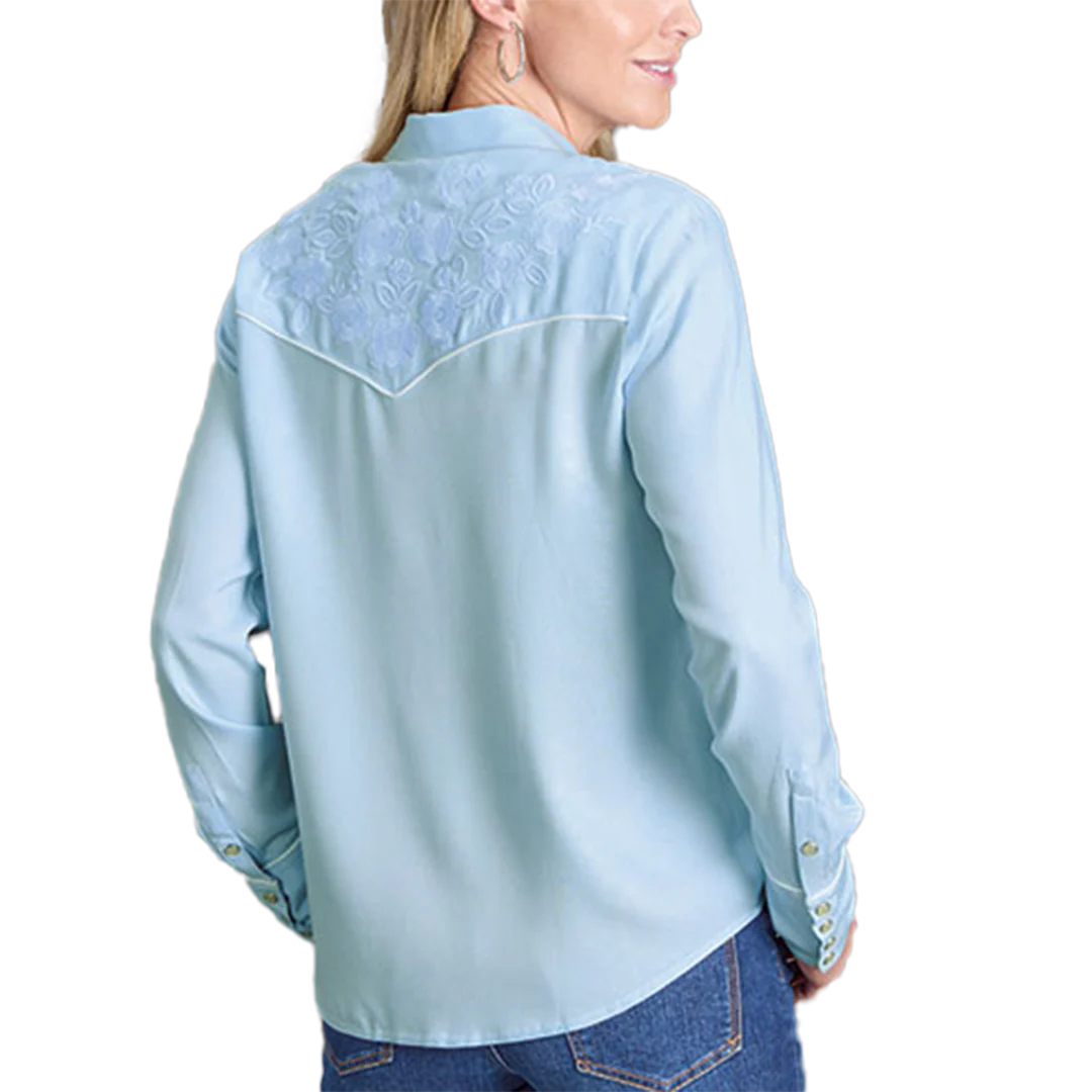 Stetson Women's Flower Embroidery Applique Long Sleeve Shirt