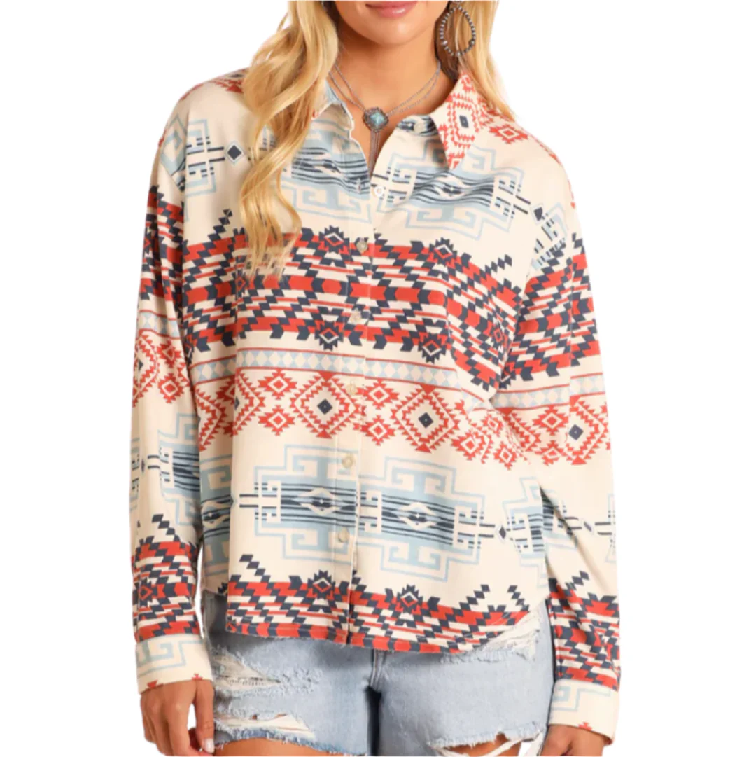 Rock & Roll Denim Women's Aztec Knit Overshirt
