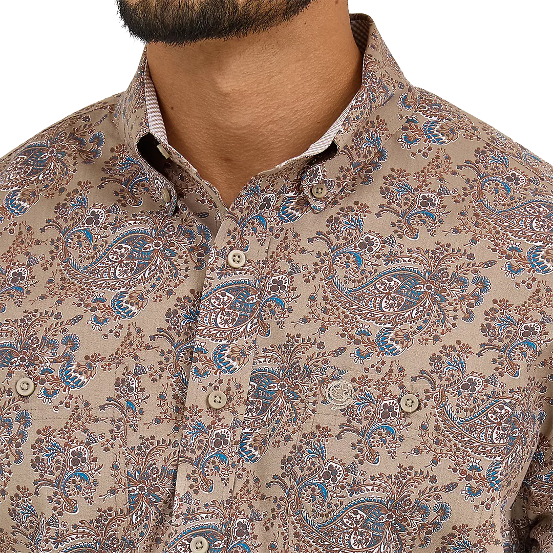 Wrangler Men's George Strait Paisley Print Long Sleeve Button Shirt