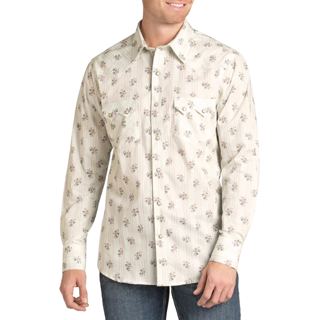 Rock & Roll Denim Men's Floral Print Long Sleeve Snap Shirt