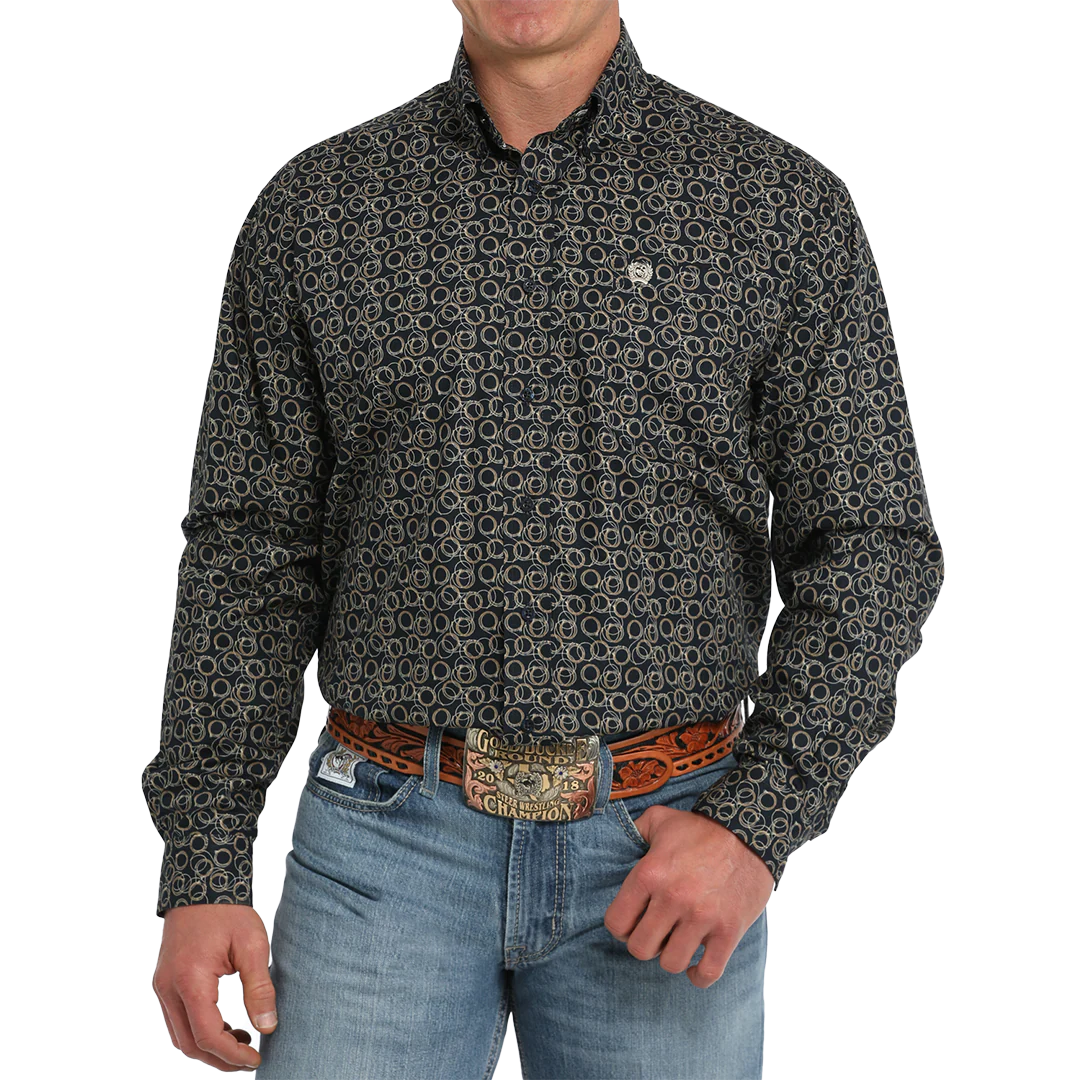 Cinch Men's Cow Geometric Print Button-Down Shirt