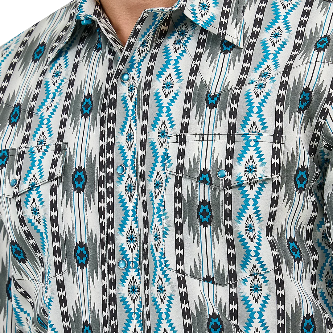 Wrangler Men's Checotah Aztec Long Sleeve Snap Shirt