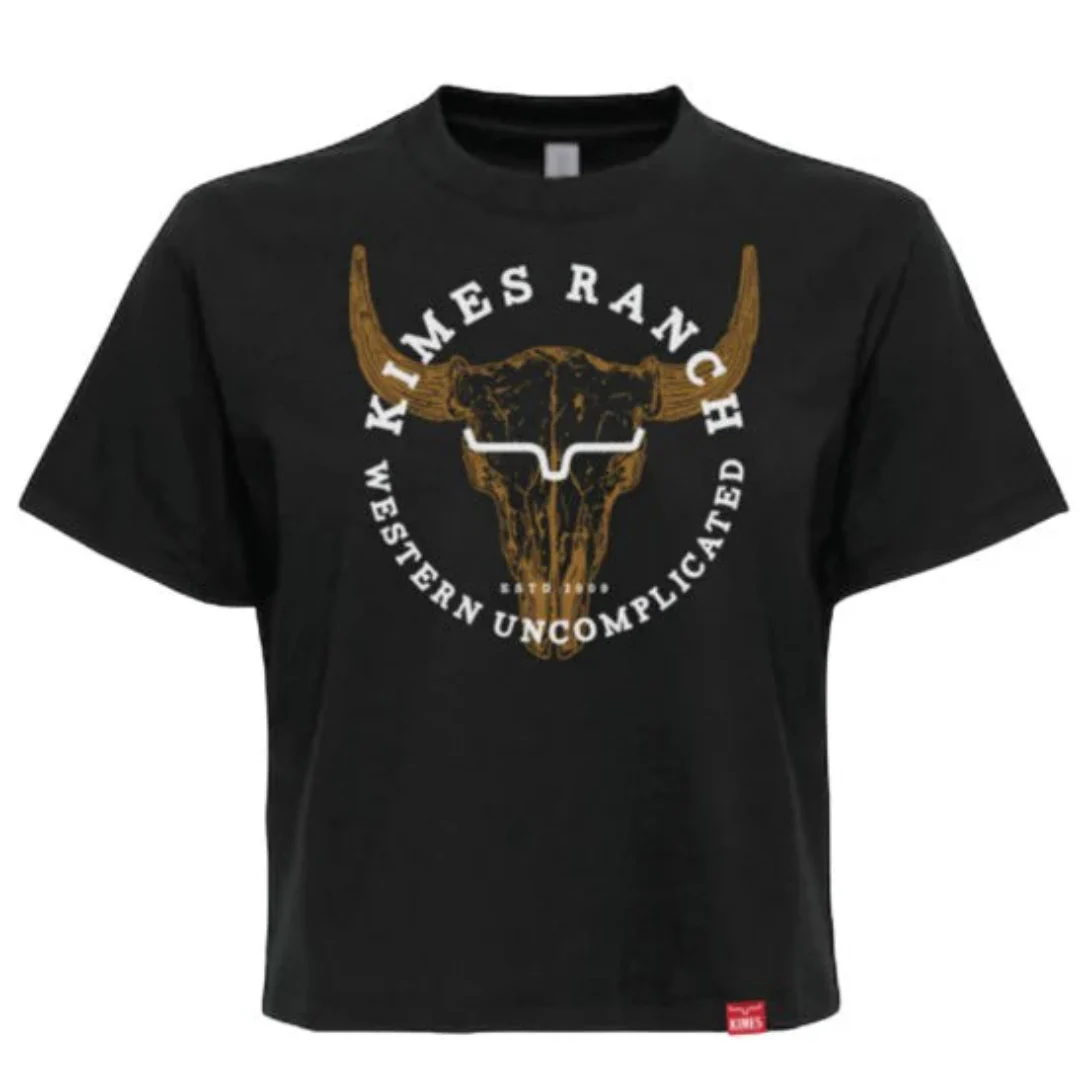 Kimes Ranch Women's Bison Skull Cropped T-Shirt