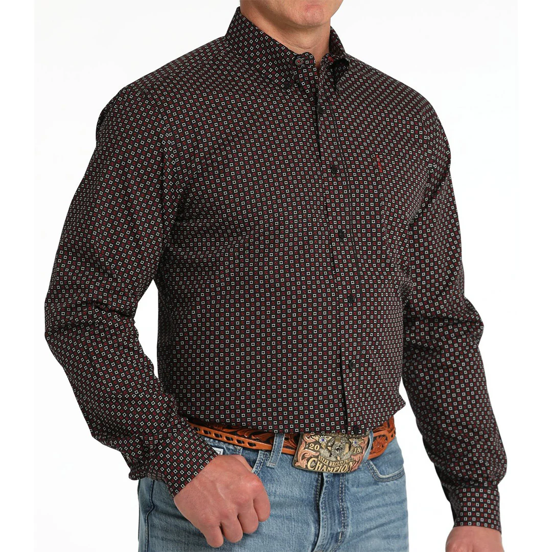 Cinch Men's Geometric Print Long Sleeve Button Shirt