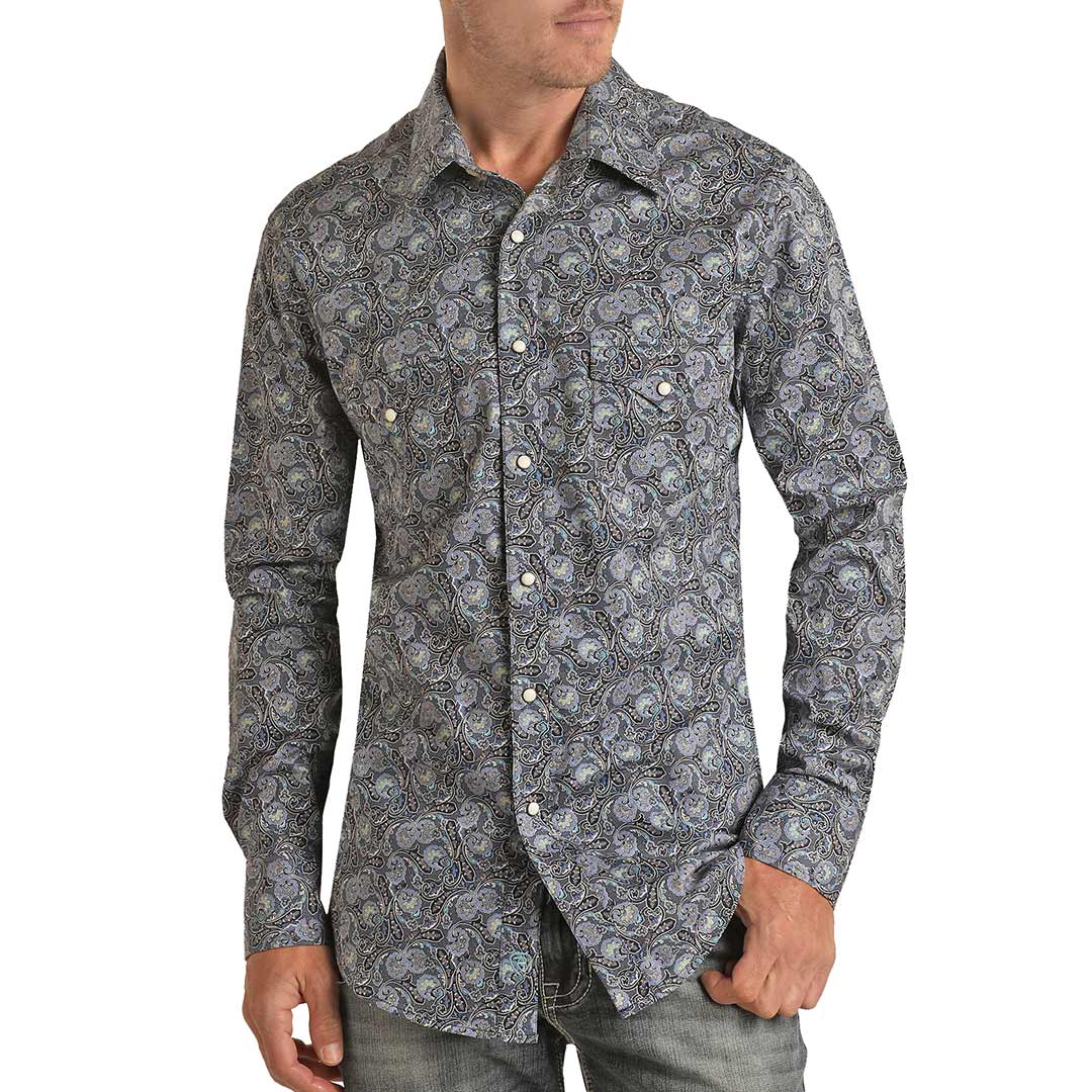 Rock & Roll Cowboy Men's Paisley Print Snap Shirt