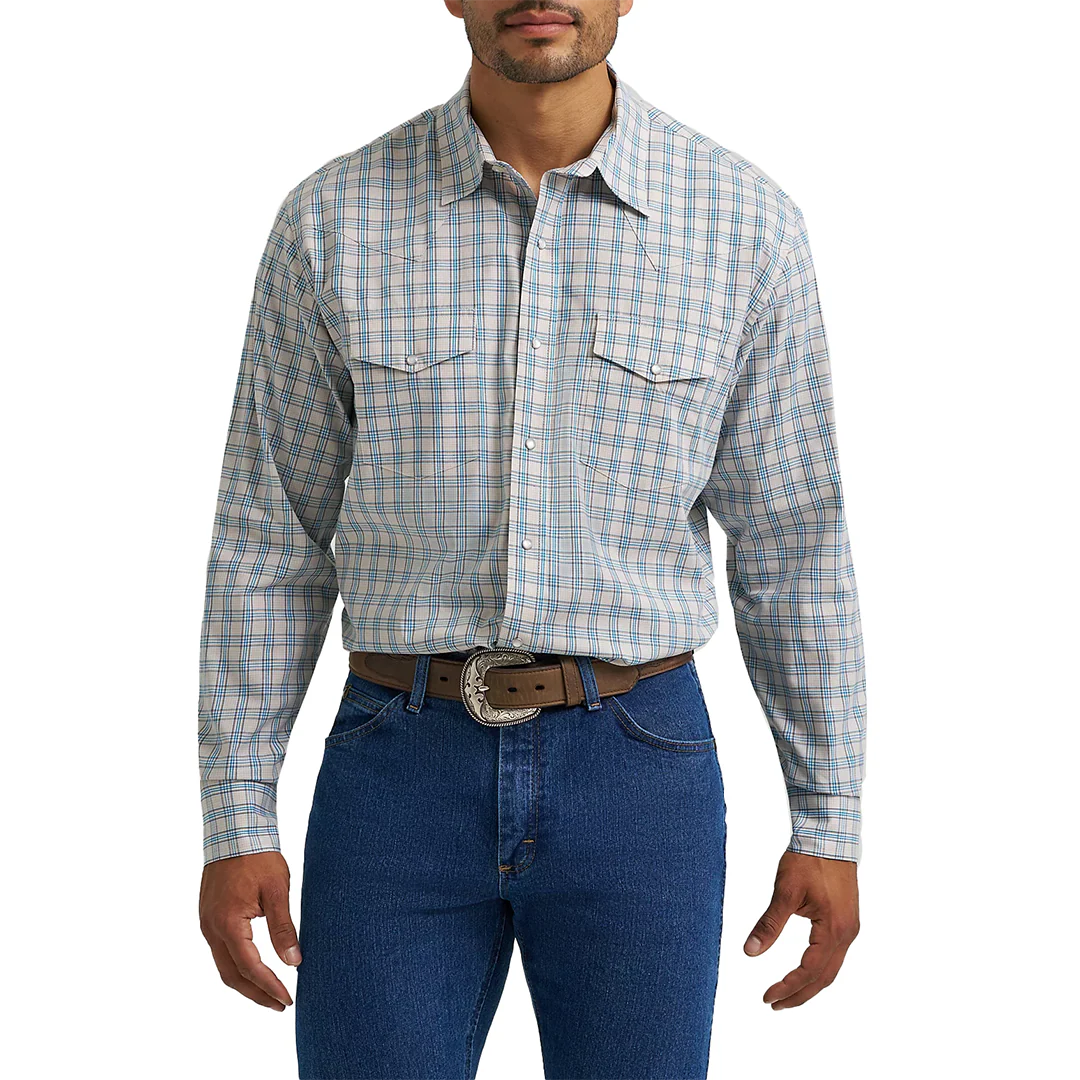 Wrangler Men's Wrinkle Resist Long Sleeve Snap Plaid Shirt