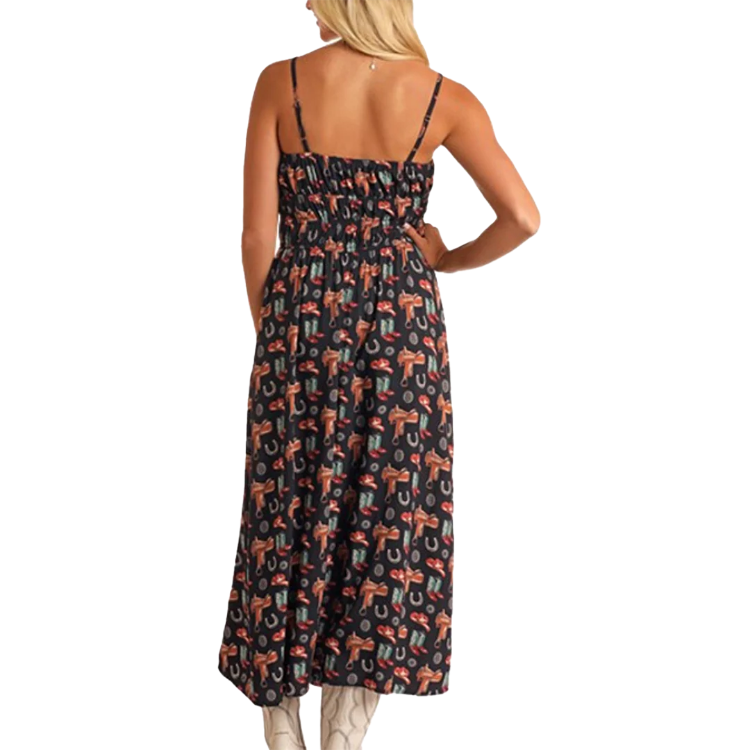 Rock & Roll Denim Conversational Midi Dress