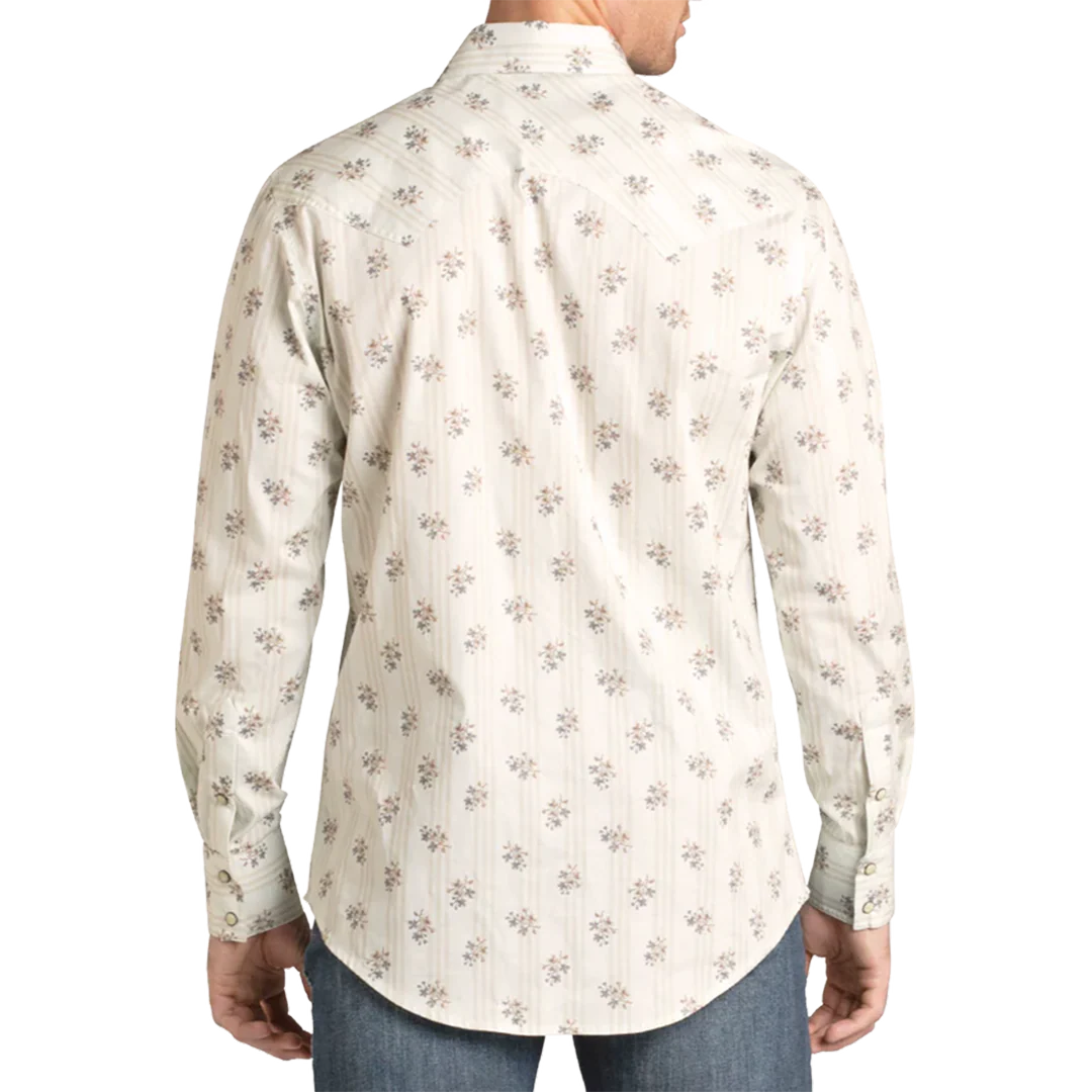 Rock & Roll Denim Men's Floral Print Long Sleeve Snap Shirt