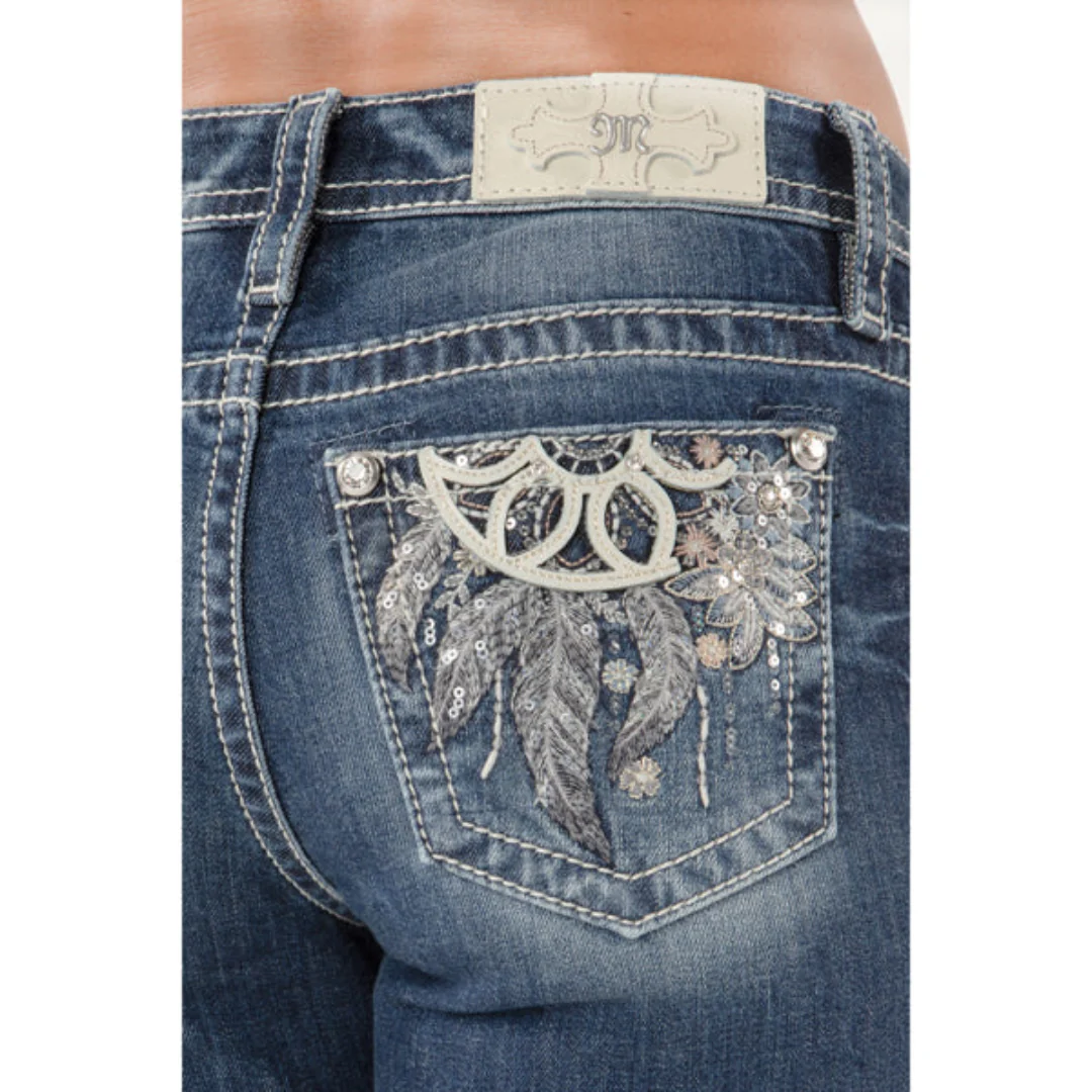 Miss Me Women's Feather Bootcut Jeans