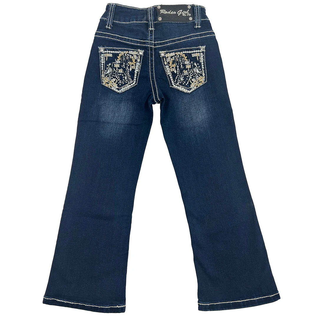 Rodeo Girl Girls' Horse Embroidery Bootcut Jeans