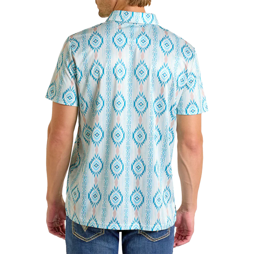 Rock & Roll Denim Men's Caribbean Aztec Printed Polo