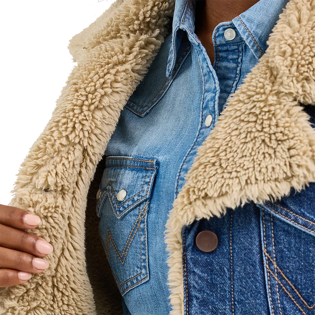 Wrangler Women's Western Sherpa Lined Denim Range Coat