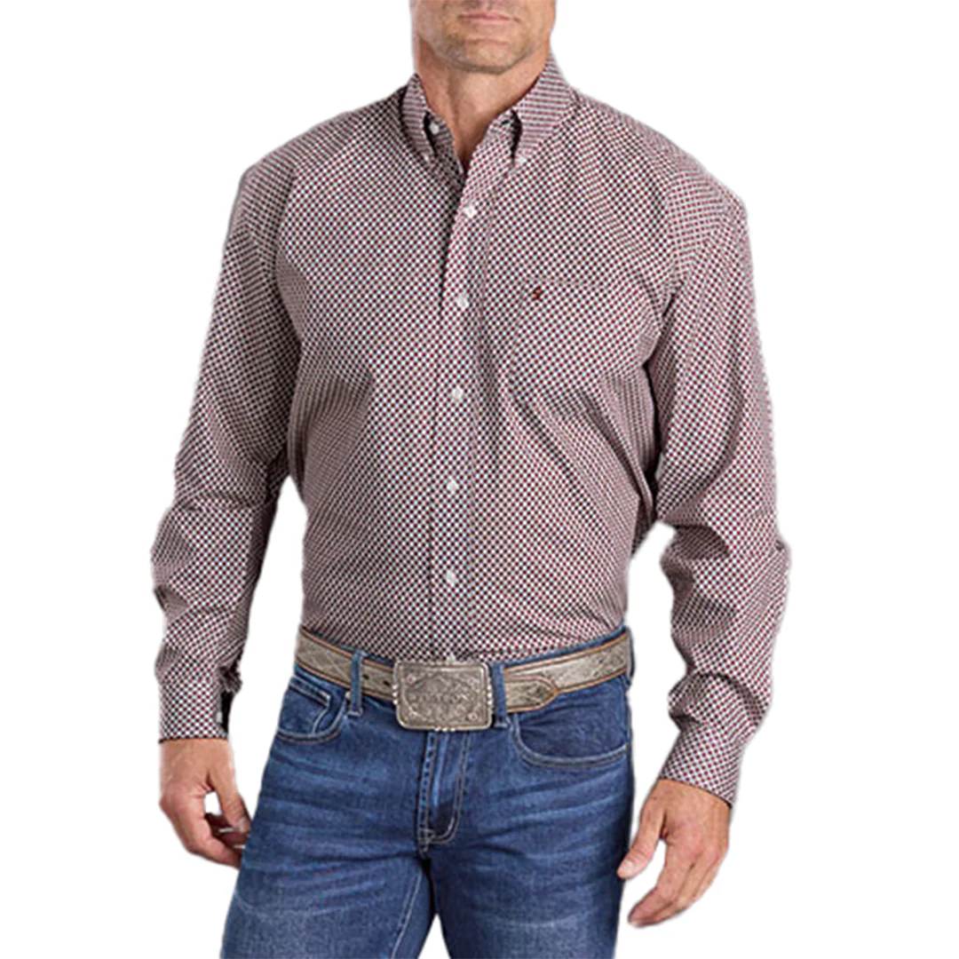 Stetson Men's Geometric Print Long Sleeve Button Shirt