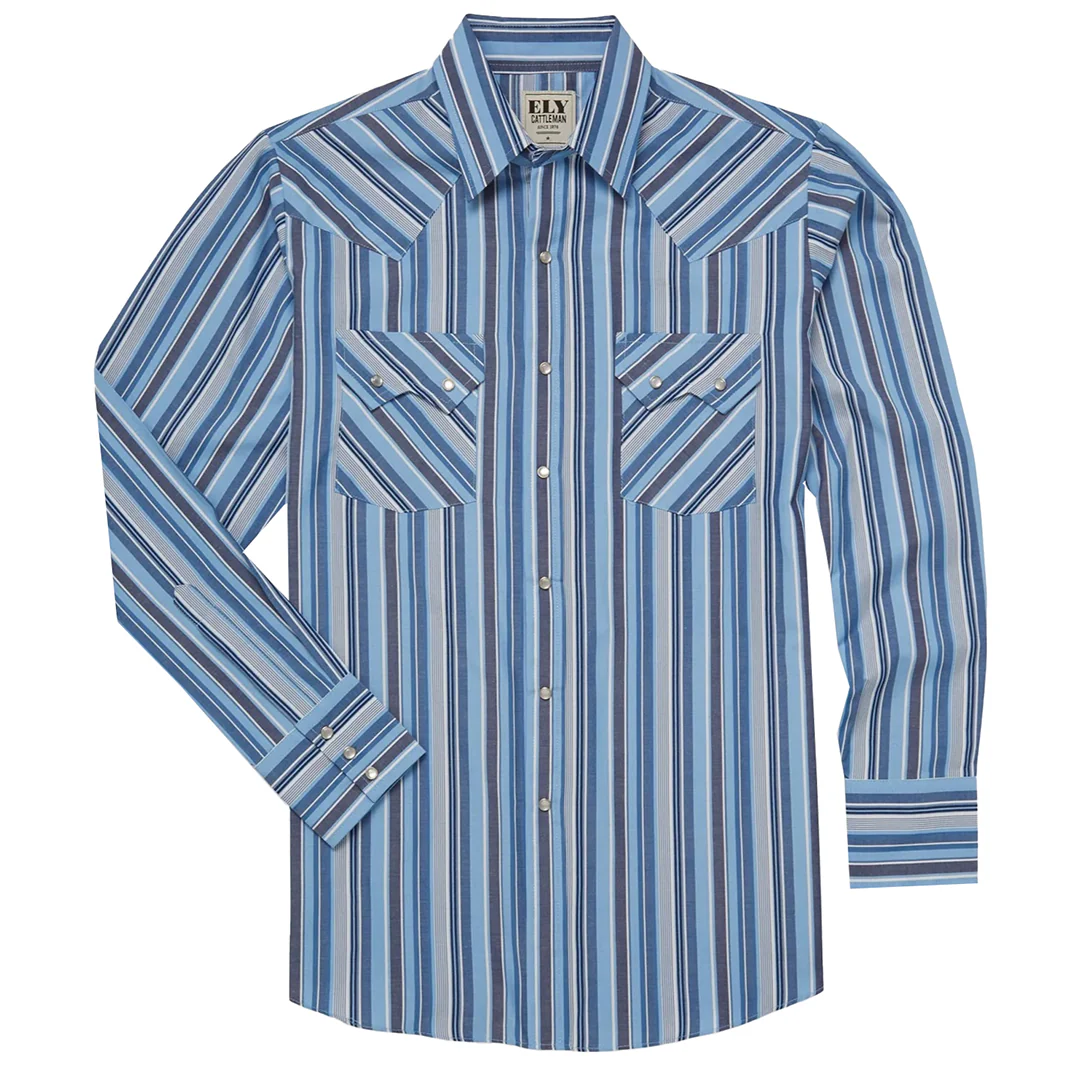 Ely Cattleman Men's Textured Stripe Western Long Sleeve Snap Shirt