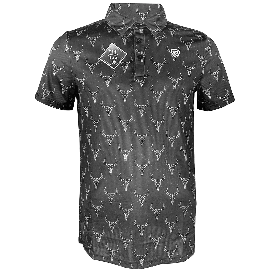 Rock & Roll Cowboy Men's Longhorn Print Polo