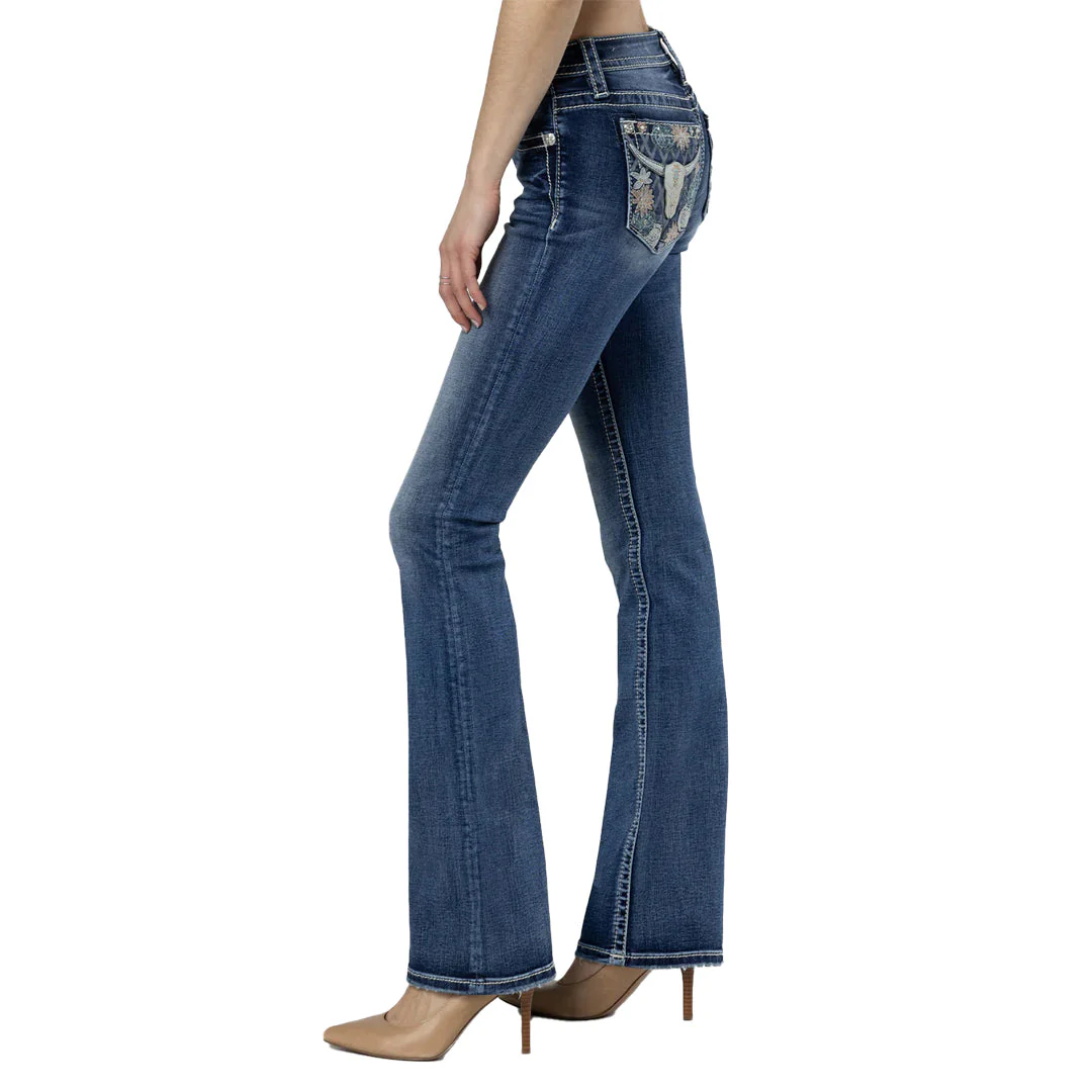 Miss Me Women's Western Bloom Bootcut Jeans
