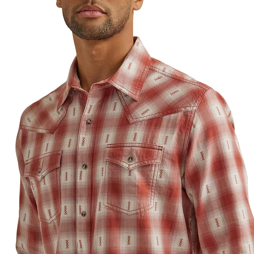 Wrangler Men's Retro Premium Aztec Plaid Snap Shirt